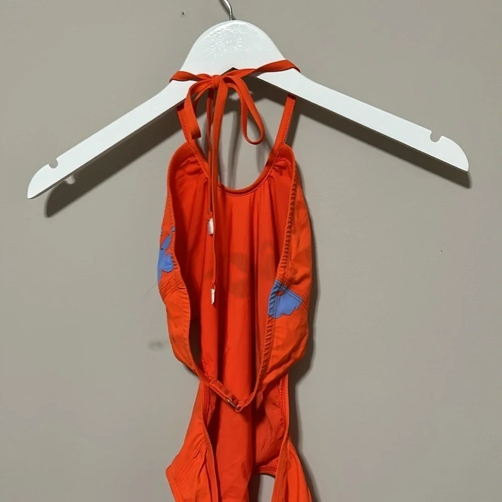 Tory Burch One piece Talisay Swimsuit Poppy Red Open Back Convertible Sz XS NEW